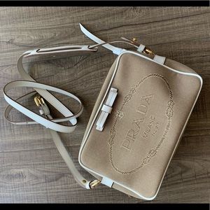 Prada Logo Jacquard Canvas Crossbody Bag